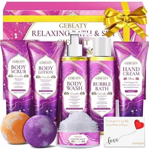 Spa Gifts for Women -Stress Relief Relaxing Gift for Mom Wife Her Sister, Unique Vanilla Bath Sets for Womens Gift Birthday, Self Care Christmas Stocking Stuffer Secret Santa Gifts for Women