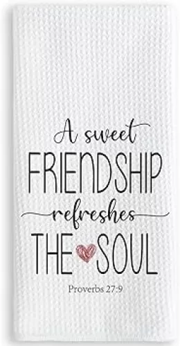 TNUW Christian Gifts for Women - A Sweet Friendship Refreshes The Soul Kitchen Towels 16X24In, Gifts for Friend Women, Friends Gifts, Friendship Gifts Hand Tea Towels for Kitchen Bathroom Decor