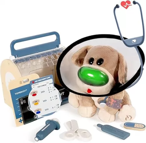 TOP BRIGHT Doctor Kit for Toddlers 3-5, Pretend Veterinarian Playset for Kids, Kids Doctors Vet Play Set for 3 4 5 Year Girls Boys Toys Gifts