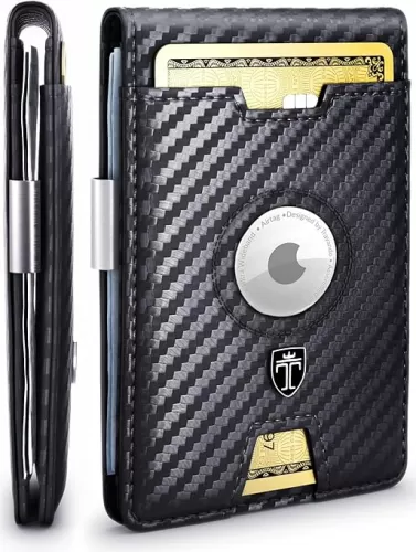 TRAVANDO AirTag* Wallet Mens Wallet with Money Clip Air Tag Wallet Card Holder RFID Blocking Bifold Gifts for Men