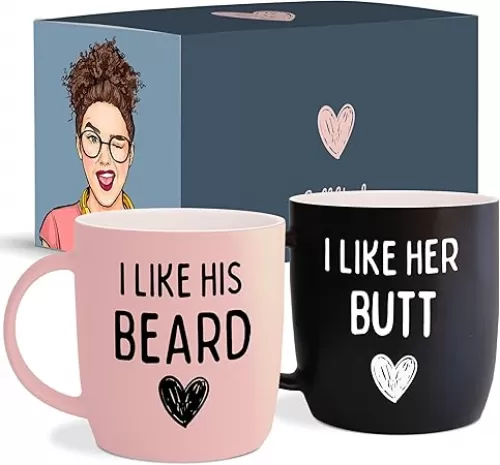 Triple Gifffted Funny Couples Gifts For Christmas, Wedding Anniversary, Engagement, Valentines Day Girlfriend Boyfriend Couple Gift, His & Hers, Bride & Groom, Him & Her, Ceramic, 380ML