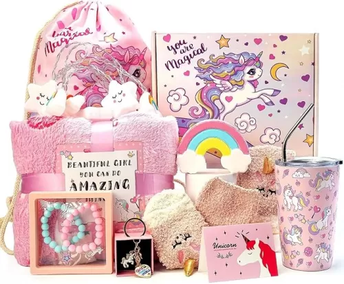 Unicorn Birthday Gifts for Girls, Unicorn Gifts Box for Toddler/Teen Girls, Gift for Girls Age 6-8 4 5 7 9 10 Year Old, 9 Pcs Unicorn Gift Set for Little Girl