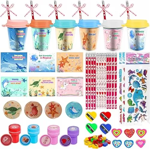 Valentines Day Gifts for Kids - 24 Pack Valentines Day Cards for Kids Classroom School, Stationery Gift Set Classroom Prize School Exchange Boys Girls Valentines Party Favors