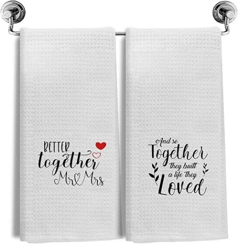 Wedding Gift for Couple, Marriage Gifts, Couple Kitchen Gifts, 2 Pieces 16 X 24 Inch Hand Towels, Couple Kitchen Decor, Kitchen Towels for Newlyweds