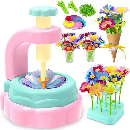 weirtoya Flower Bouquet Craft Kit, DIY Arts and Crafts for Kids 4-6-8, Girls Toys Educational Flower-Making Activity Toy Set for Toddler and Kids, Birthday Gifts for 4 5 6 7 8 Year Old Girls Boys