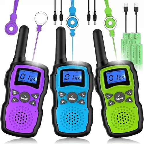 Wishouse Walkie Talkies for Kids Adult Long Range Rechargeable 3 Pack, Boy Wearable Walky Talky Set 2 Way Radio with USB Charger Battery, Camping Games Toy Birthday Xmas Gift for Girl Children Family