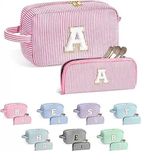 YOOLIFE Gifts for Teen Girls - Personalized Initial Makeup Bag, Birthday Gifts for Women Sister Friend Daughter Girls Kids