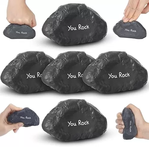 You Rock Stress Balls for Adults Funny Inspirational Stress Reliever Squeezable Mini Foam Balls Appreciation Gifts for Employee Staff Teacher Nurse Men(10 Pcs, Stone)