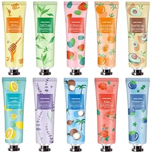 10 Pack Hand Cream for Dry Cracked Hands, Birthday Gifts for Women, Bridesmaid Gifts, Thank You Gifts, Teacher Appreciation Gifts, Natural Plant Fragrance Mini Hand Lotion Moisturizing Hand Care Cream