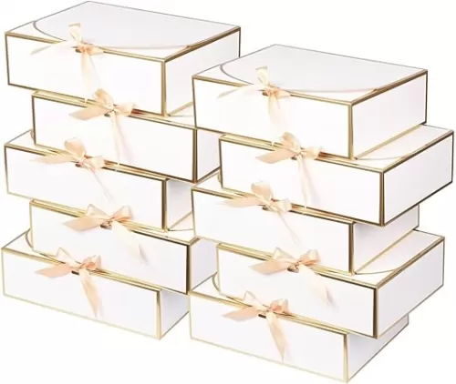 10 Pack Large Gift Boxes with Lids, 12.6x9.8x3.1 Inch Bridesmaid Proposal Box, White Gift Boxes for Presents, Wedding, Graduation, Birthday Party