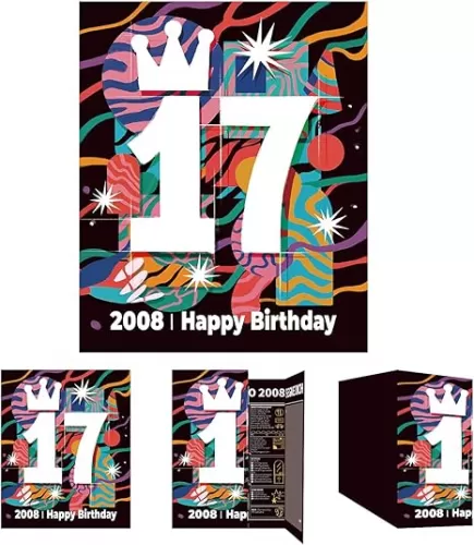 2025 17th Birthday Greeting Card, Jumbo 17 Years Old Birthday Gift Card, Memory Back In 2008（Envelope）