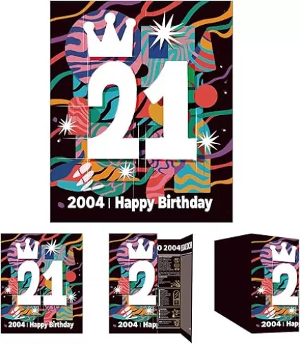 2025 21st Birthday Greeting Card, Jumbo 21 Years Old Birthday Gift Card, Memory Back In 2004（Envelope）