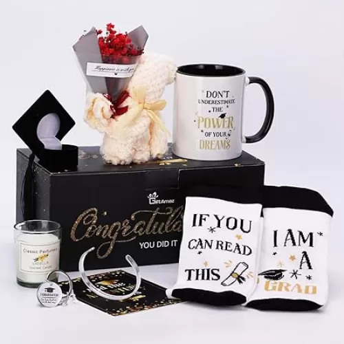 2025 Graduation Gifts Set for Her, Congrats Grad Gift Basket for College or High School Class, Include Coffee Mug, Bracelet Graduation Gift Box for Graduated Women Congratulations