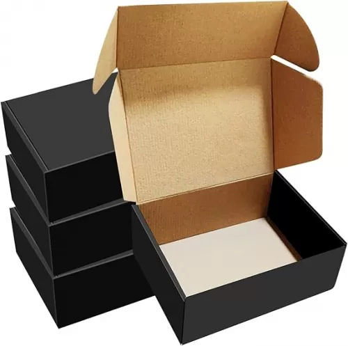 30 Pack 8x6x3 inches Black Shipping Boxes, Corrugated Mailer Boxes, Packaging Boxes for Products, Recyclable Cardboard Box, Flat Literature Mailers for Gifts, Clothings by Mailing