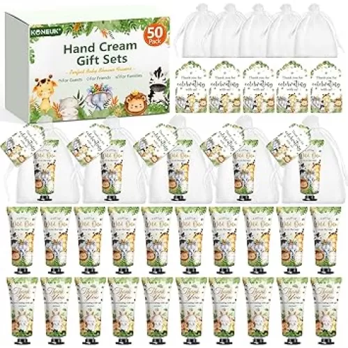 50 Pack Baby Shower Bulk Hand Cream Gifts Sets, Baby Shower Favors and Bridal Shower Favors for Guests with Thank You Card and Organza Gift Bags, Birthday Gifts, Appreciation Gifts for Guests (Animal)