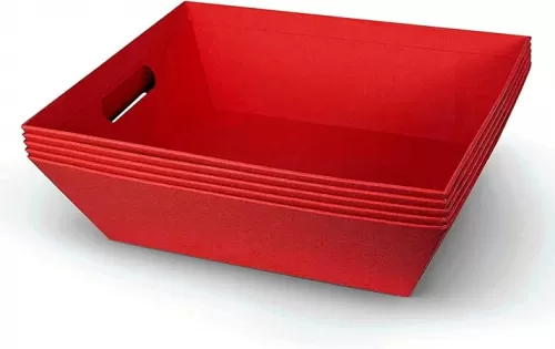 [5PK] Large Red Baskets For Gifts Empty To Fill| Bulk Red Gift Basket- 10x12” Basket| Christmas, Valentines, Thanksgiving, Easter|Shelf Basket, Snack, Organizing|Gift To Impress-Upper Midland Products