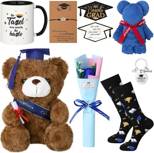 9 Pcs Class of 2025 Graduation Bear Gifts Sets Graduation Stuffed Bear Congrats Grad Card for Congratulations Gift