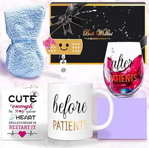 AA2 Doctor Gifts: Before & After 11oz Coffee Mug & 18oz Wine Glass Set - Perfect for Dentists, Doctors, Hygienists, Assistants & Nurses Graduation Gift