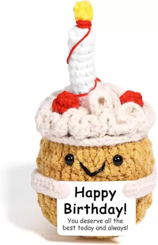 AICase Positive Crochet Cake, Happy Birthday Gifts Inspirational Fanny Knitted Cake Emotional Support Nuggets Unique Small Ideas Funny Decorations Gifts for Women Men Her Him Sister Mom Dad Girls Boys