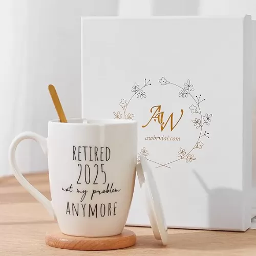 AW BRIDAL Retirement Gift for Woman/Man 2025 - Happy Retirement Mug Gifts for Women, Mom, Sister, Best Friend, Coworker, Teacher, RETIRED 2025 not my problem ANYMORE Coffee Mug, 12Oz