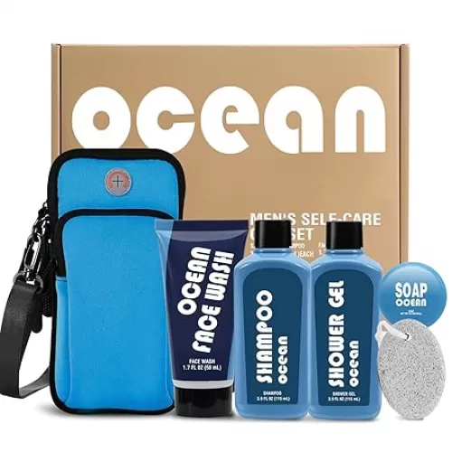 Bath and Body Wash Gift Set for Men, 6 Pcs Post-Workout Bath Gifts for Men, Cleanses, Hydrates, Refreshes, Mens Father's Day, Birthdays, Holidays Gifts Ideas