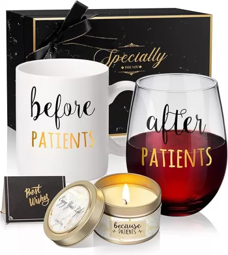 Before Patients, After Patients 11 oz Coffee Mug and 18 oz Stemless Wine Glass Set Gifts Idea for Nurses, Doctors, Hygienists, Physician, Dentists Unique Birthday Graduation Gifts Idea