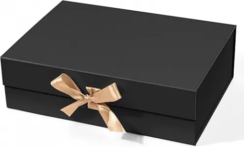 Black Gift Box with Lid, Gift Boxes for Presents with Ribbon and Magnetic Closure-10.24"x7.48"x3.15"