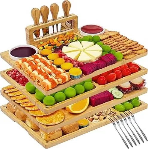 CENBOSS Set of 4 Charcuterie Boards, Cheese Board Gift Set, Housewarming & New Home Gifts