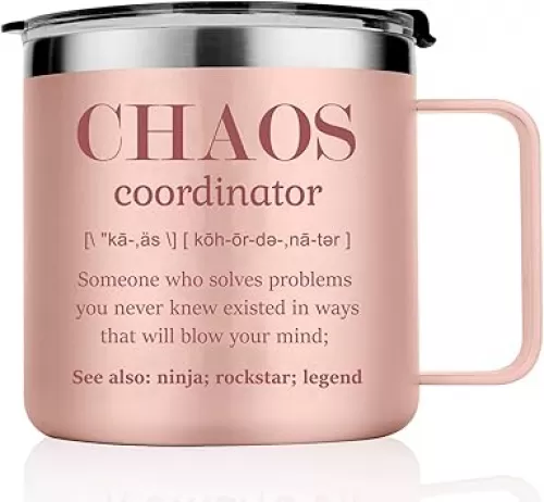 Chaos Coordinator Coffee Mug Gifts for Women Friend - Chaos Coordinator 14oz Stainless Steel Travel Mug- Christmas Birthday Present For Female Nurse Secretary