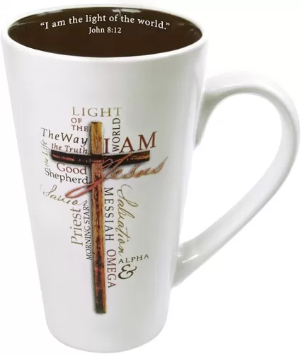 Christian Art Gifts White Stoneware Coffee Mug with Handle – 16 oz. Microwave & Dishwasher-safe Inspirational Scripture Coffee & Tea Mug for Men & Women with Bible Verse: Light of The World –John 8:12