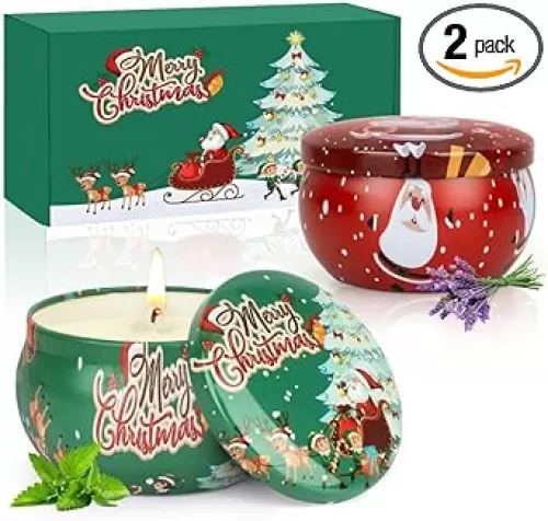 Christmas Candles Gifts Set for Women, 2 Pack Aromatherapy Scented Candle for Home Scented, Personalized Soy Candles Stocking Stuffers Gifts for Coworker Adults Friends Teacher Birthday Party