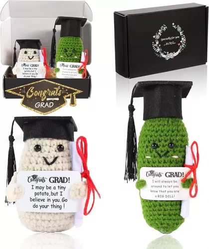 Class of 2025 Graduation Gifts Set - Inspirational Positive Crochet with Hat and Greeting Card, Handmade Crochet Hooks as Graduation Season Gifts for Her or Him in College, High School, Middle School