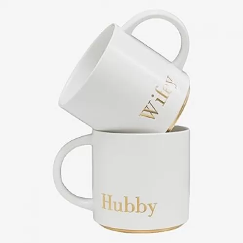 COLLECTIVE HOME - Mr. & Mrs. Ceramic Mugs, Wedding Gift Set, Perfect Luxury Couple