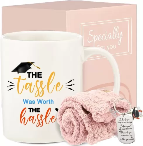 DHQH Graduation Gifts Set Class of 2025, Congratulations Gift for Her Him Masters College, Include 11Oz Coffee Mug, Socks Graduation Gifts Box for Graduates