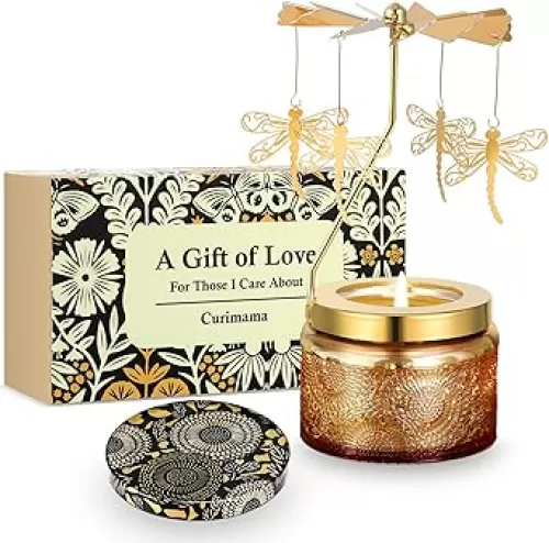 Dragonfly Gifts for Women, Funny Gifts for Her, Unique Birthday Presents for Sister with Gift Box, Rotating Scented Candles for Mom, Gift Ideas for Anniversary