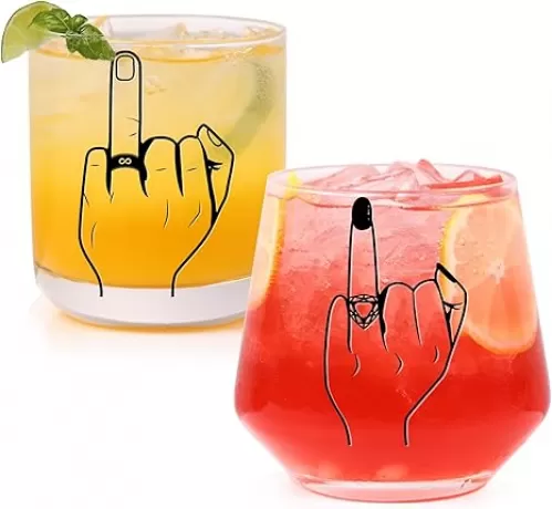 Engagement Gifts for Couple, Ring Finger Wine&Whiskey Glass Set, Bride and Groom Just Married Gift, Mr and Mrs Newlyweds Bridal Shower Gift, Wedding Gifts for Couples 2025
