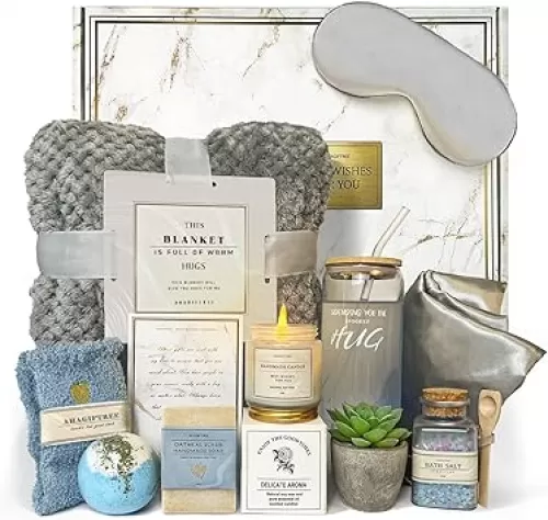 Get Well Soon Gift Baskets For Women, 12PC Get Well Gifts for Women After Surgery, Birthday Gifts, Care Package, Grief Gifts, Sympathy Gifts, Condolences Gift Basket (grayish)