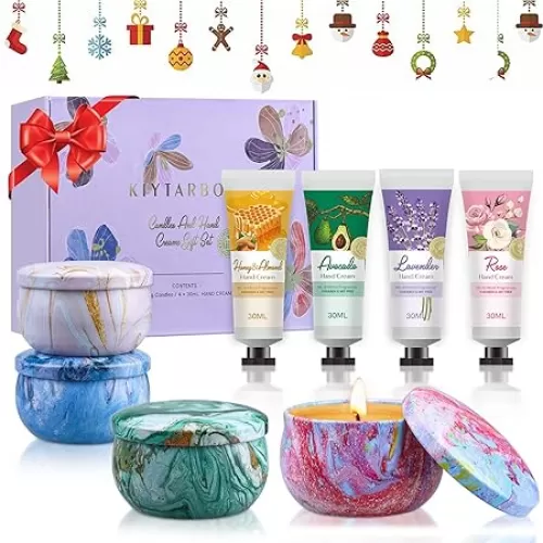 Gift Baskets for Women: Unique Candles & Hand Cream Lotion Gift Set, Valentines Day Gifts, Teacher Appreciation Gifts, Mothers Day Gifts, Best Friend Birthday Gift, Christmas Gifts for Coworker