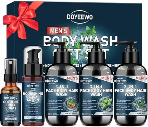 Gifts for Men, Mens Body Wash Gift Set, Cleanses, Hydrates, Nourishes & Soothes Skin, Mens Christmas Gift Stocking Stuffers Secret Santa Gifts for Men Him Dad Boyfriend Husband Valentines Birthday