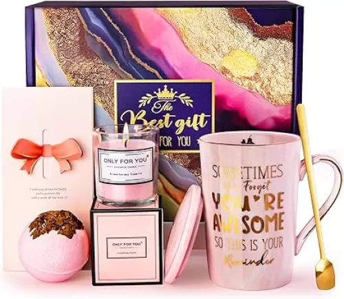 Gifts for Women, Mom, Wife, Girlfriend, Sister, Her - Sometimes You Forget Your Awesome Gifts - Birthday Anniversary Inspirational Motivational Gift, 14Oz Coffee Mug Spa Gift Basket Set