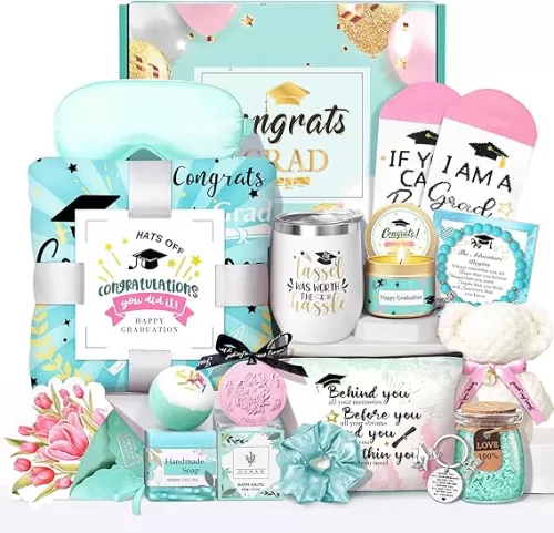 Graduation Gifts for Her 2025, College Graduation Gifts Basket Congratulations Gifts Set for Graduates Daughter Friends Nurse Insulated Tumbler Beach Towel Socks for Class of 2025