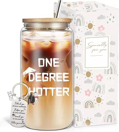Graduation Gifts for Her, Funny College Master Degree Graduation Gift for Women, Congratulation Gifts Set with Glass Cup for Daughter Sister Friend