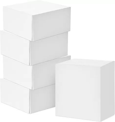 Hallmark 8" Square Gift Boxes with Lids (5 White Gift Boxes) for Christmas, Birthdays, Holidays