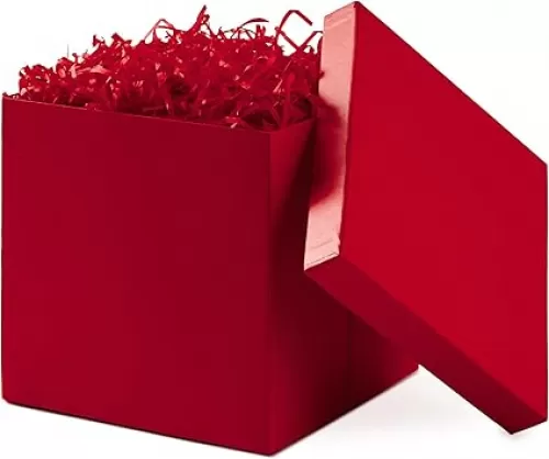 Hallmark Medium Gift Box with Lid and Shredded Paper Fill (Grey White 7 inch Box) for Weddings, Bridal Showers, Graduations, Birthdays, Bridesmaids Gifts, All Occasion