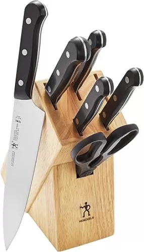 HENCKELS Solution Razor-Sharp 7-pc Knife Set, Chef Knife, Bread Knife, German Engineered Informed by 100+ Years of Mastery, Brown