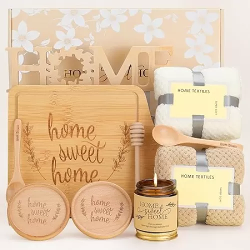 House Warming Gifts New Home, Housewarming Gift, New Home Gifts Ideas, Realtors Closing Gifts for Home Buyers, Home Sweet Home Bamboo Serving Board for Couple Women Men