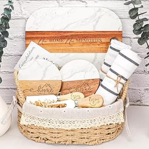 House Warming Gifts New Home, Unique Housewarming Gift Baskets for New House, New Home, Couples, Women, Gifts for New Homeowners Brown