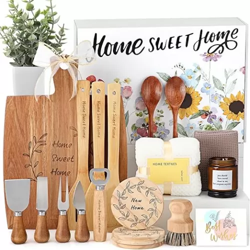 Housewarming Gifts for New House, 24 Pcs Housewarming Gift Ideas Baskets for Homeowners Couples Women Men, Home Closing Present Set for Home Apartment Kitchen Dinner Set