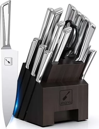 imarku Knife Set, 16-Piece Premium Knife Sets for Kitchen with Block, Japanese Stainless Steel Kitchen Knife Set, Knife Block Set with Kitchen Sharpener, Dishwasher Safe, Best Gifts