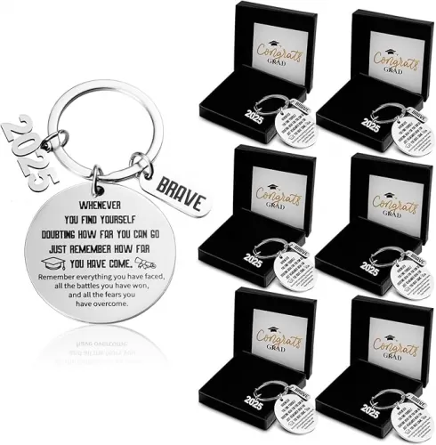 Jetec Class of 2025 Graduation Keychains Gifts Set with Grad Box Card Inspire Quote for Students High School Graduates